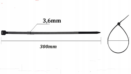 Silná stahovací páska 3.6x300mm černá 100 kusů ECOLIGHT