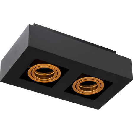 Svítidlo HALOGEN pro povrchovou montáž Pohyblivé 2x GU10 Obdélníkové černé 85mm NEMO