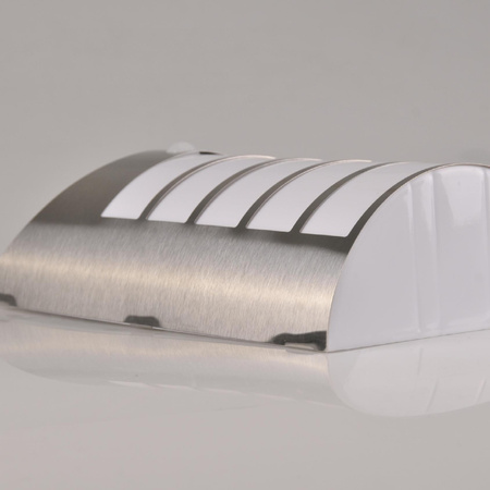 Zahradní LED solární fasádní svítidlo SAFFO chrom/bílá 6000K senzor studeného pohybu GOLDLUX (Polux)