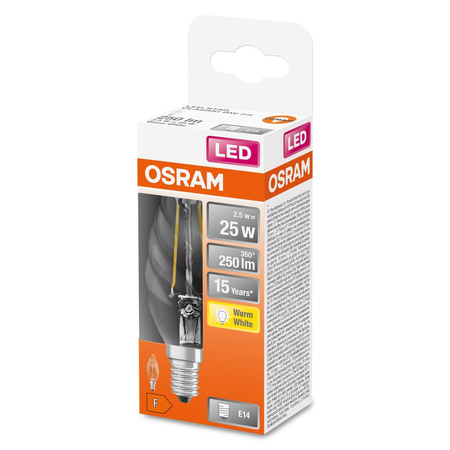 LED žárovka E14 BW35 2.5W = 25W 250lm 2700K Teplá bílá 300° vlákno OSRAM STAR