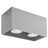 Svítidlo pro povrchovou montáž QUAD MAXI 2xGU10 Obdélníkové minimalistické šedé SOLLUX