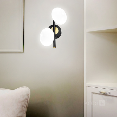 Nástěnné svítidlo Povrchová montáž 2x G9 Black Gold Elipse Elegance Kobi