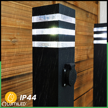 Venkovní zahradní lampa E27, LED se zásuvkou sloupek 60cm TAXUS 2 LUMILED