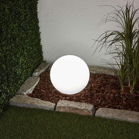 Solární zahradní LED lampa zapichovací bílá koule ATRIS 15cm LUMILED