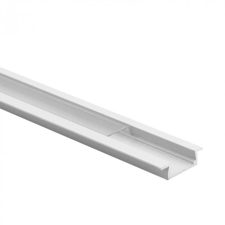 Zapuštěný hliníkový LED profil pod omítku bílý 2m s průhledným difuzorem pro LED pásky + krytky Ecolight řady P