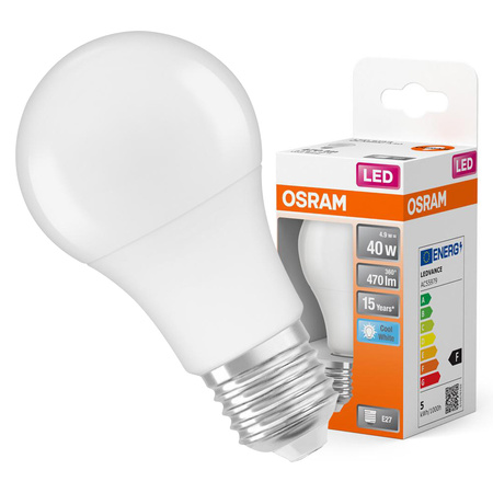 LED žárovka A60 E27 4,9W = 40W 470lm 4000K neutrální bílá 150° STAR CLASSIC Osram