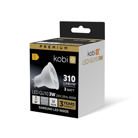 LED žárovka s reflektorem GU10 3W 310lm 4000K Neutral 80° Premium Kobi