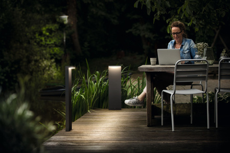 Venkovní LED zahradní svítidlo BUSTAN myGarden 2x4.5W 2700K IP44 Tyč 77cm Antracit PHILIPS