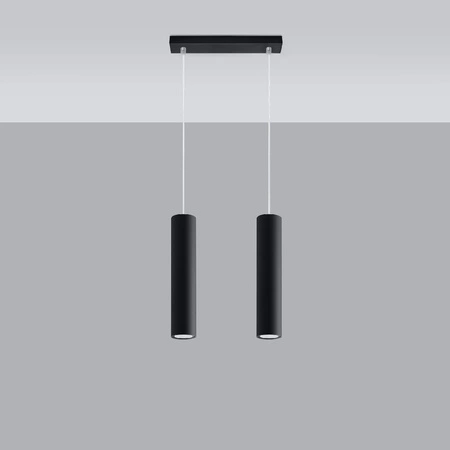 LAGOS 2 2xGU10 Minimalistické černé závěsné stropní svítidlo SOLLUX