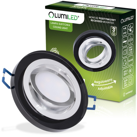 Skleněné Halogenová Podhledové svítidlo GU10, MR16 Nastavitelná Kulatá Černá ARIAN LUMILED