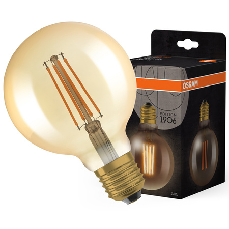 Dekorativní LED žárovka G95 Sphere E27 6,5W = 55W 725lm 2400K teplá bílá 300° Dimmable Vintage 1906 Osram
