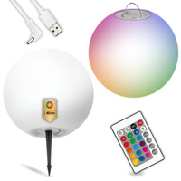 Solární zahradní lampa LED 3000K + RGB poháněná nadzemním okrasným kulovým hrotem 40 cm KOBI