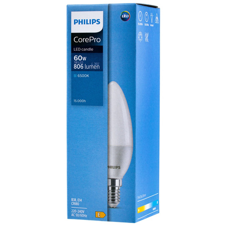 LED žárovka E14 SVÍČKA 7W = 60W 830lm 6500K Studená bílá PHILIPS