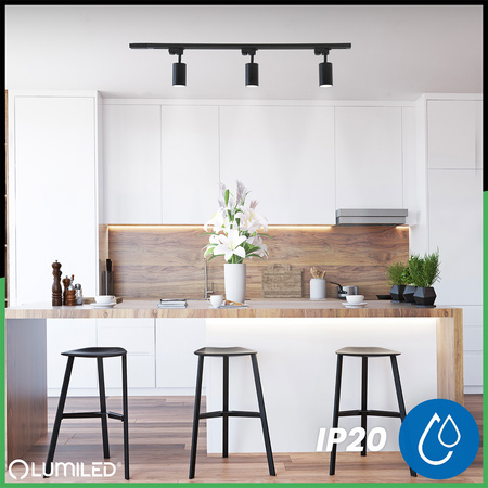 Osvětlovací lišta 2m + 4x reflektor lištový, GU10 Černá Zlatý SAGI LUMILED