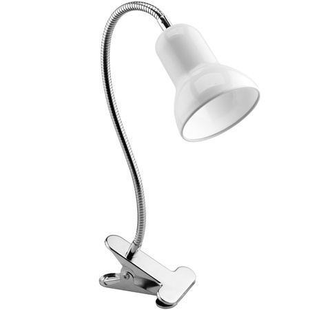 Stolní lampa stolní nastavitelná DONA školní noční světlo E27 klip bílý LUMILED