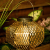LED solární lampa Lucerna zahradní vlákno LANTERN závěsná kovová měď