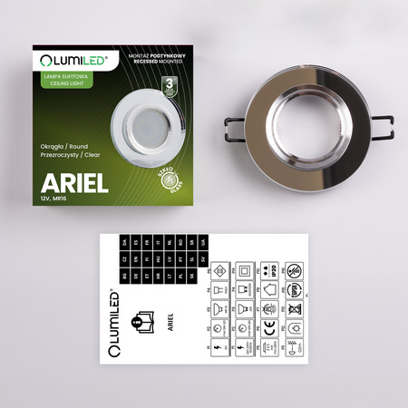 Skleněné Halogenová Podhledové svítidlo GU10, MR16 Stálá Kulatá Průhledná ARIEL LUMILED