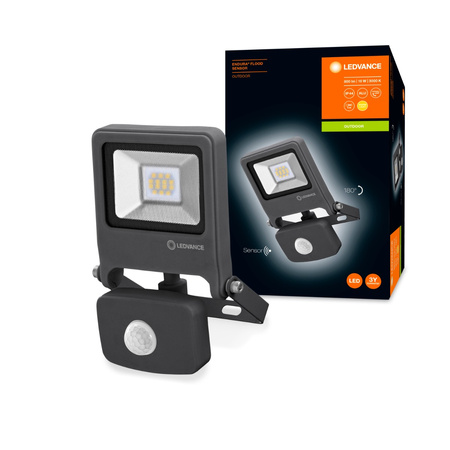 Reflektor LED 10W 800lm 3000K IP65 šedý s pohybovým senzorem LEDVANCE Floodlight Endura