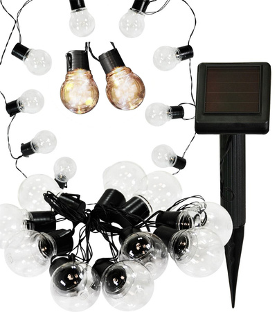 SOLAR GIRLANDA zahradní okrasný řetěz 3.8 m 10 kuliček 3000K teplý