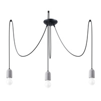 NESO 3 Lustr závěsné svítidlo 3xE27 šedá černá Minimalistický SOLLUX