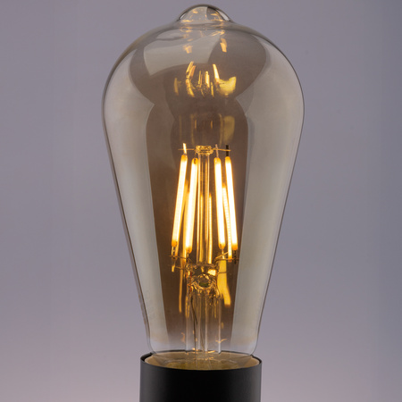 6x Žárovka LED Edison E27, ST64 6W = 50W 420lm 2200K Teplá bílá 360° Filament Smokey LUMILED