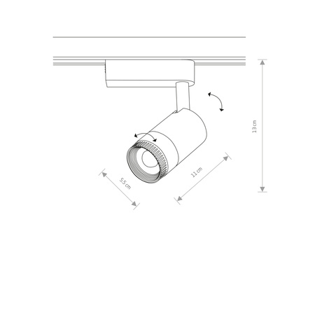 LED lampa na přípojnici 1 fáze 9W 660lm 4000K neutrální černá Moderní PROFIL ZOOM 7626 Nowodvorski