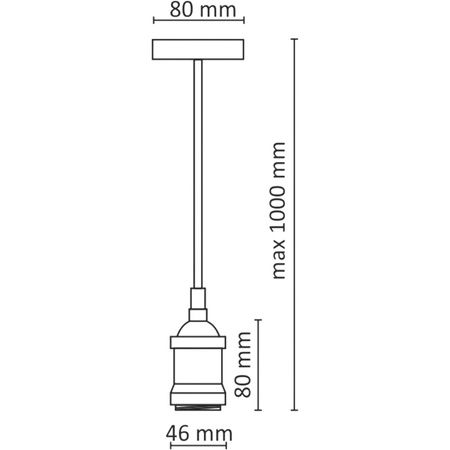 Závěsná LAMPA závěs s držákem lampy IL MIO NOLA E27 zlatý 100cm černý kabel