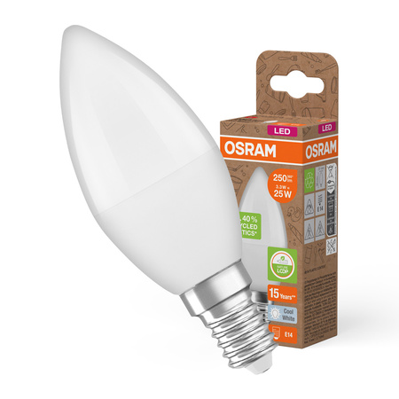 LED žárovka B37 Candle E14 4,9W = 40W 470lm 4000K Neutral 220° PCR LAMPS Osram