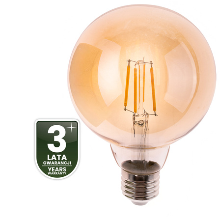 3x LED žárovka E27 Sphere G95 4W = 40W 470LM 2000K teplá bílá 360° Amber Filament LUMILED
