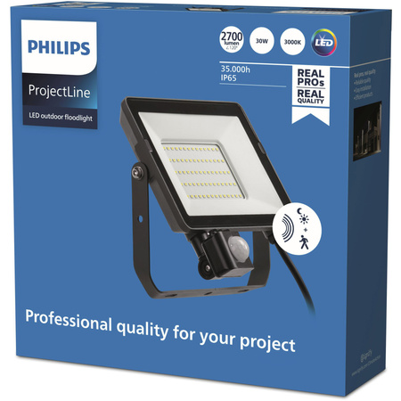 Reflektor LED 30W 2700lm 3000K IP65 s pohybovým a soumrakovým senzorem ProjectLine Floodlight PHILIPS