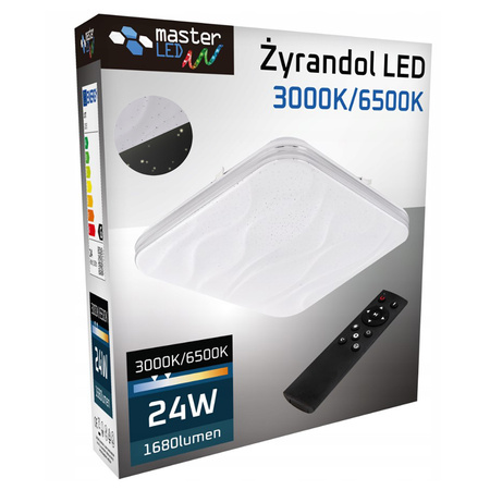 LED stropní svítidlo 33cm čtvercové stropní svítidlo 3000K-6500K s hvězdným efektem