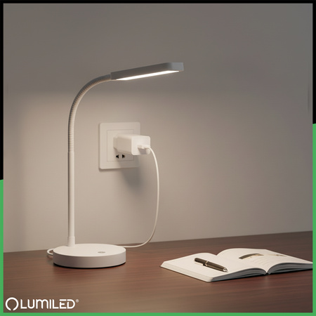 Nabíječka 1x USB 5V/1A DC adaptér Stolní lampa bílá Lumiled