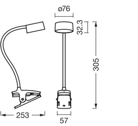 LED stolní lampa Clip nastavitelná 4,8 W 221lm CCT stmívatelná černá kancelářská linka Ledvance