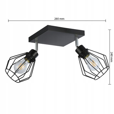 Bodové stropní svítidlo Tuba Reflektor Halogenové svítidlo 2x E27 Pohyblivé černé Otto Masterled