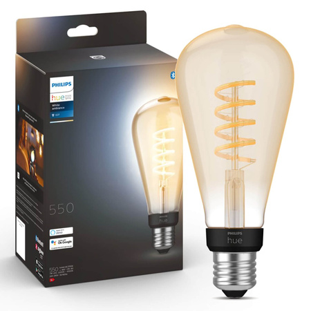 LED Edison E27 ST72 7W CCT PHILIPS HUE White & Ambiance Filament Bluetooth Zigbee žárovka