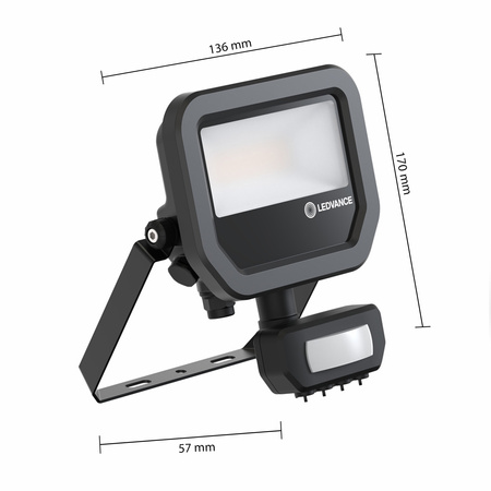 LED reflektor 8W 1200lm 4000K IP65 černý se senzorem pohybu LEDVANCE Floodlight