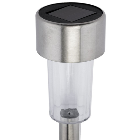 LED zahradní lampa na solární pohon satén INOX / CHROME