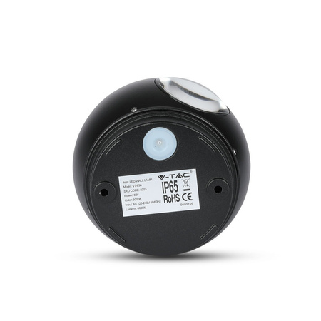 LED nástěnné svítidlo 6W 4000K IP65 Up/Down Round Black VT-836 V-TAC