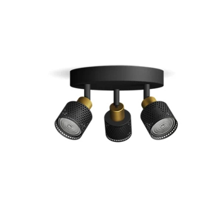 Reflektorové stropní svítidlo 3x GU10 černá-měděná Niall Philips