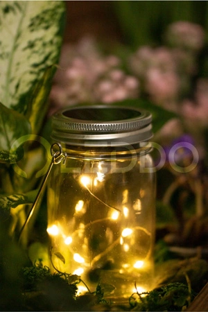 LED lucerna Solar Garden Jar Hanging Glass