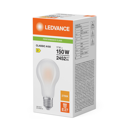 LED žárovka A70 E27 17W = 150W 2452lm 2700K teplá bílá FILAMENT LEDVANCE