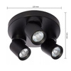 TIMO Stropní nástěnná lampa Nástěnná lampa Reflektor Pohyblivé halogenové svítidlo 3xGU10 černé kulaté LVT