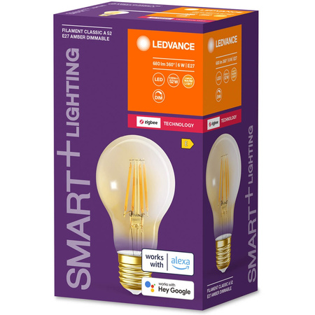 LED žárovka E27 A60 6W 680lm 2400K Teplá bílá Filament LEDVANCE SMART+ ZigBee Dimmable