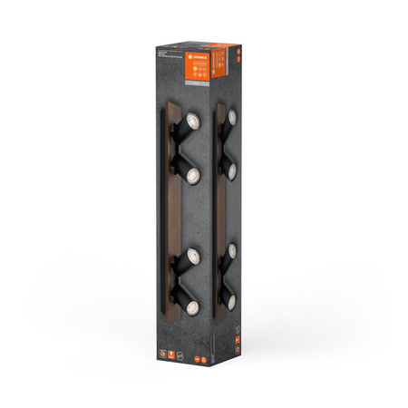 LED nástěnné stropní světlo LED reflektor 4-bodový dekorativní dřevo 13,6W GU10 černá LEDVANCE