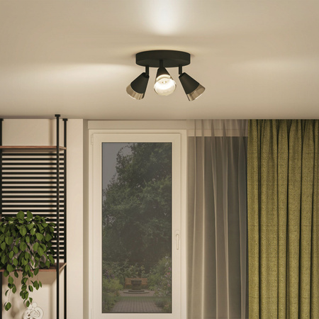 Stropní bodové svítidlo Plafond 3x GU10 Black Cleft Philips pro povrchovou montáž