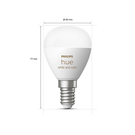 LED žárovka E14 P45 5,1W CCT RGB PHILIPS HUE White & COLOR Ambiance Bluetooth Zigbee