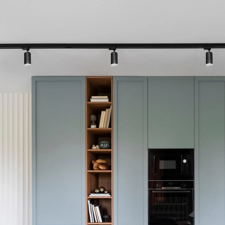 Sada přípojnic 1-fázová lišta + 3x reflektor GU10 černý LONDON Sanico Goldlux