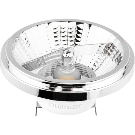 Žárovka LED G53, AR111 15W = 100W 1521lm 4000K neutrální bílá 24° 12V DC Stříbrná LUMILED