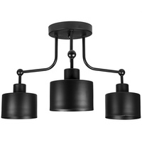 Stropní svítidlo černé Lustr 3 stínidla 3x E27 Černá Loft style Retro Metal