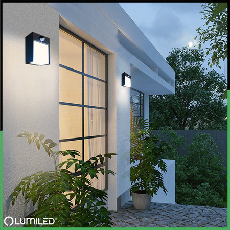 Zahradní nástěnná lampa LED Venkovní nástěnná lampa PIR IP54 12W 3000K RUBUS LUMILED